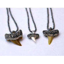 Genuine Shark Teeth Natural Gemstone Stone Necklace Pendant Jewelry for Men and Women